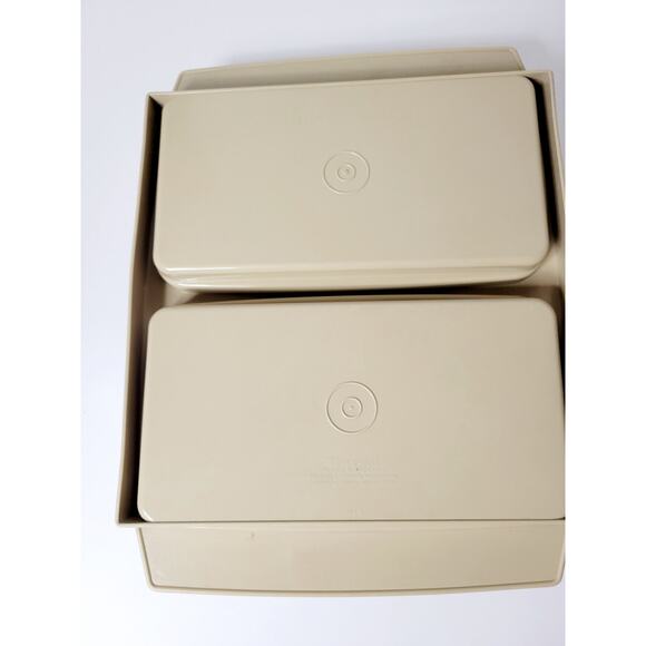 Vintage Tupperware Deviled Egg Serving Tray w/ Inserts and Lid - Tan and White - Picture 3 of 6